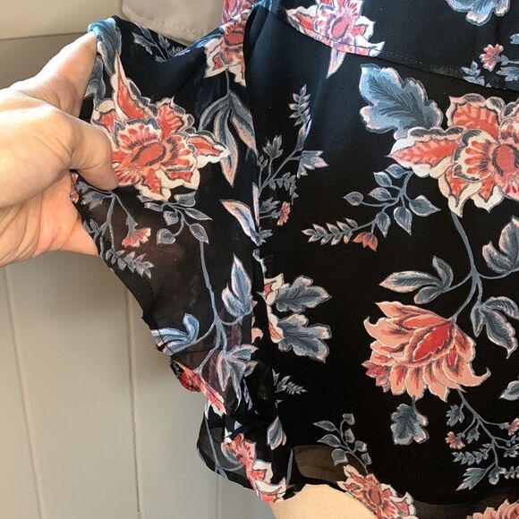 Olivaceous cold shoulder sheer ruffle blouse sz small - Picture 8 of 16